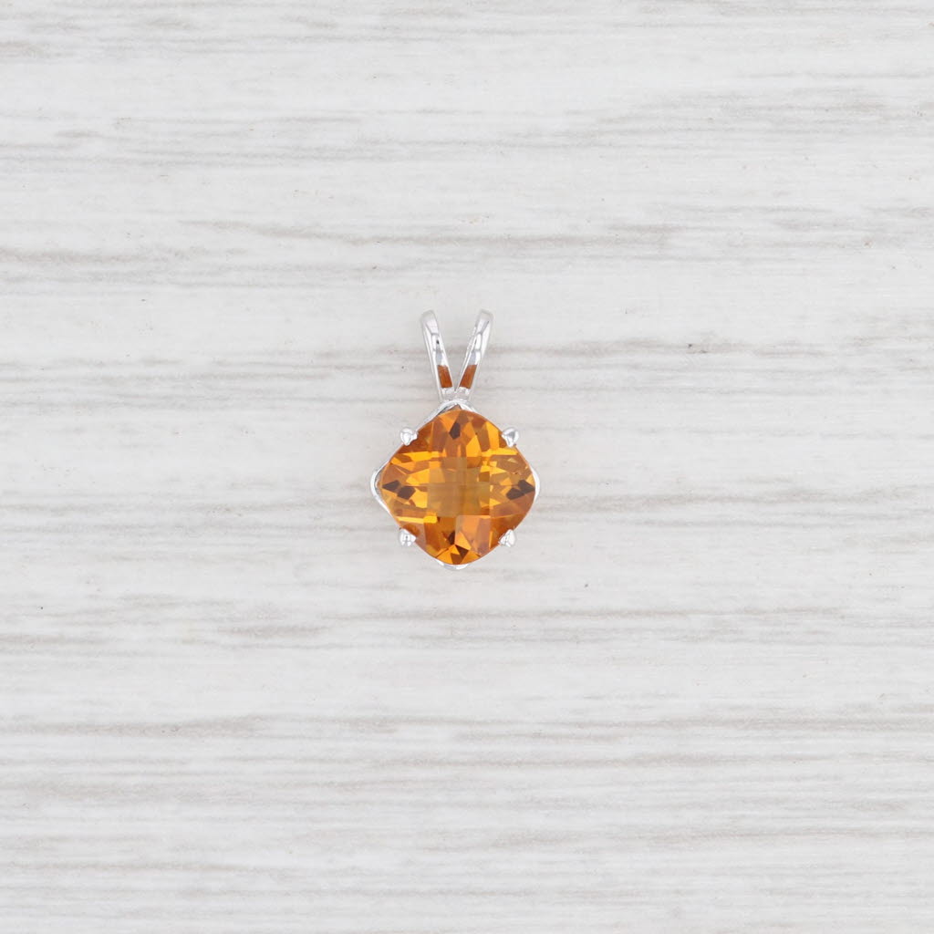 Light Gray New 1.47ct Citrine Drop Pendant 14k Gold Cushion Solitaire November Birthstone