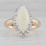 Opal Marquise Diamond Halo Ring 14k Yellow Gold Size 8.75 October Birthstone