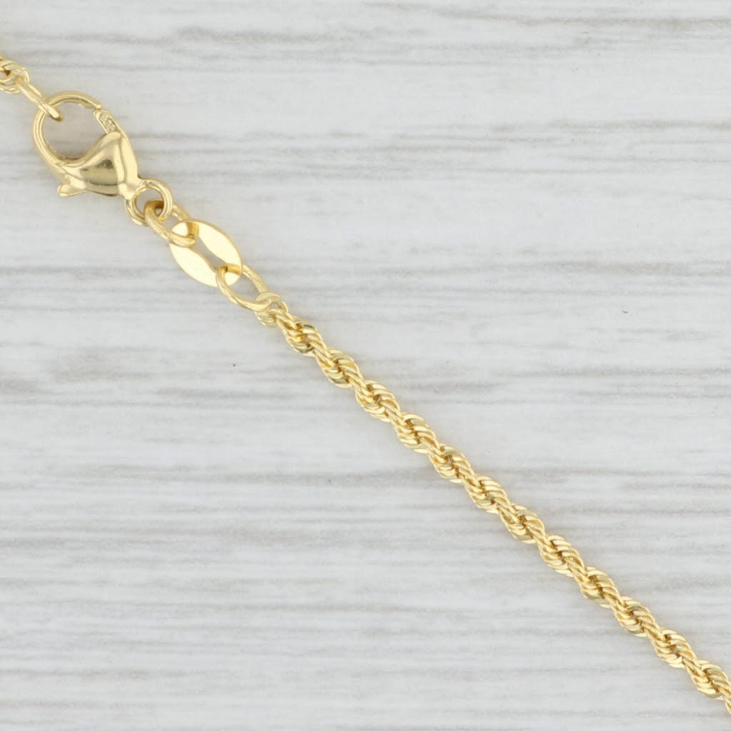 Light Gray New Rope Chain Necklace 14k Yellow Gold 16" 1.4mm Italian