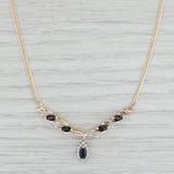 Light Gray 0.64ctw Lab Created Sapphire Diamond V Necklace 10k Yellow Gold 15.25"