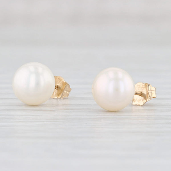 Light Gray Freshwater Cultured Pearl Stud Earrings 14k Yellow Gold June Birthstone