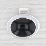 Light Gray New Black Resin Pendant 925 Sterling Silver Oval Statement Mexico Taxco B12770