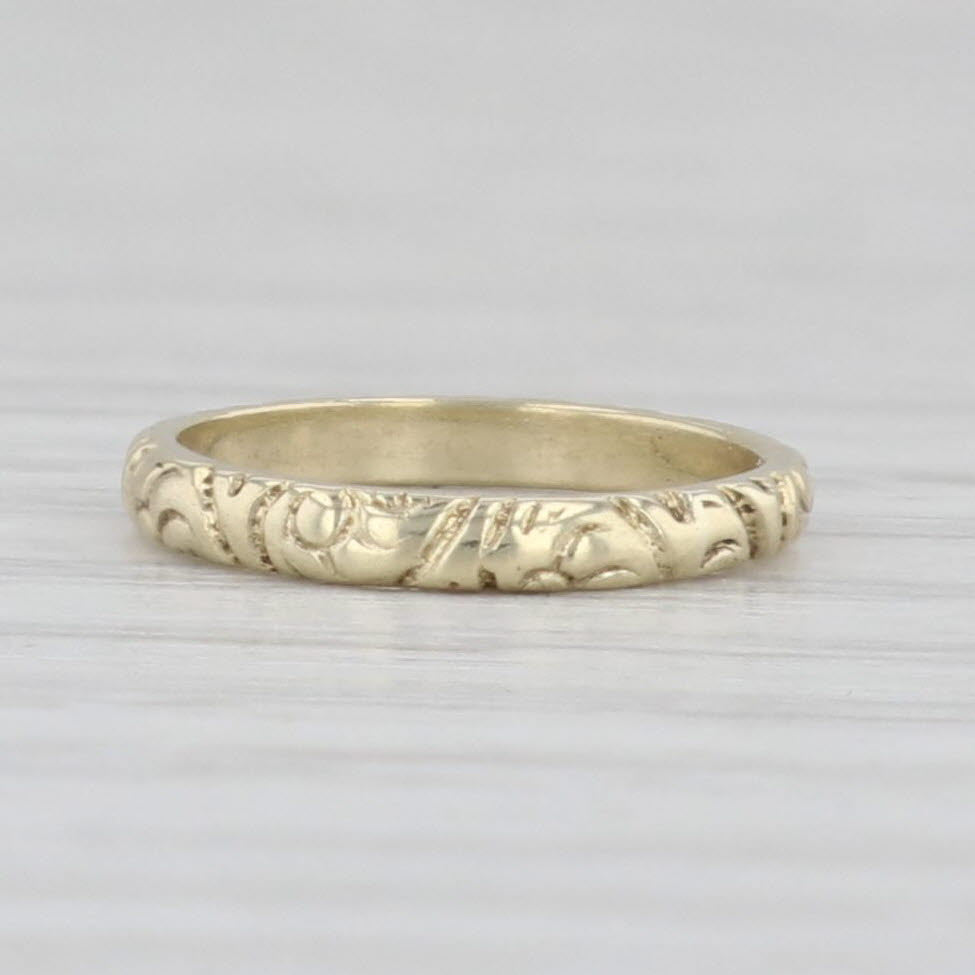 Light Gray Antique Floral Baby Ring 10k Yellow Gold Keepsake Small Baby Size