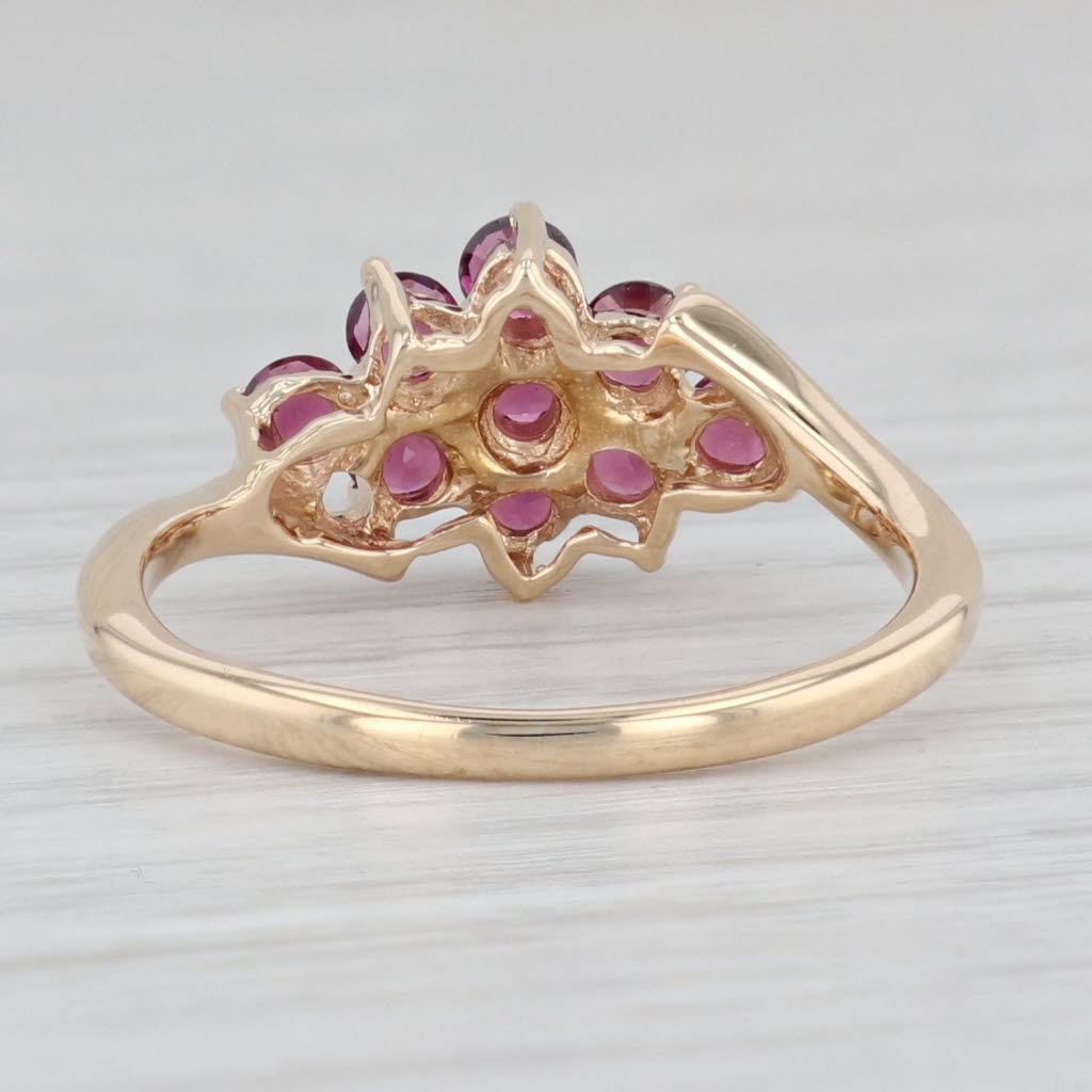 Light Gray 1ctw Garnet Cluster Bypass Ring 14k Yellow Gold Size 8 January Birthstone