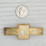 Gray Antique 1800s Bar Brooch Tri-toned 12-18k Gold Silver Figural Floral Pin