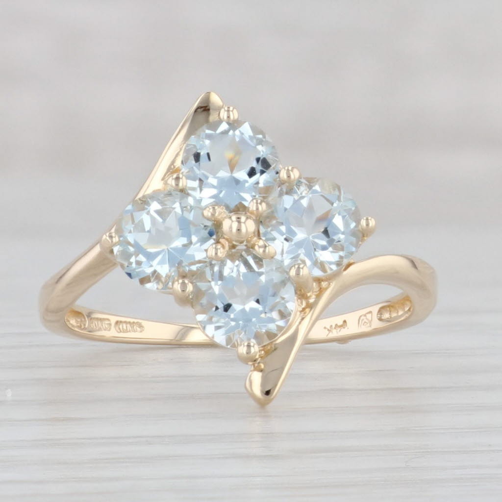 Light Gray 1.74ctw Aquamarine Cluster Ring 14k Yellow Gold Size 8 March Birthstone