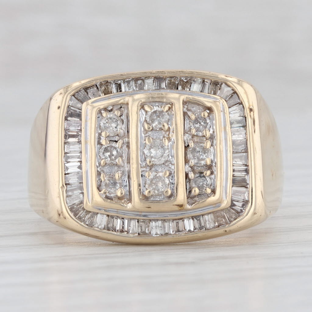 Light Gray 1.15ctw Diamond Men's Ring 10k Yellow Gold Size 11.5