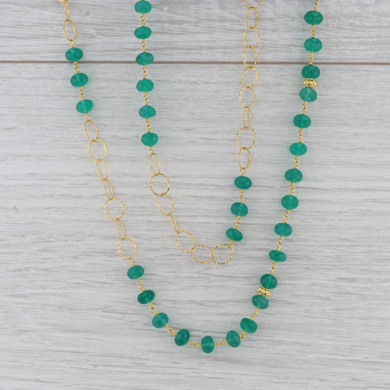 Gray New Nina Nguyen Green Onyx Bead Melody Chain Necklace Sterling Gold Vermeil