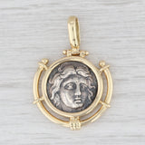 Figural Ancient Coin Replica Pendant 14k Gold Silver Medallion