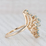 1.40ctw Blue Zircon Cluster Ring 14k Yellow Gold Size 8 Cocktail Bypass