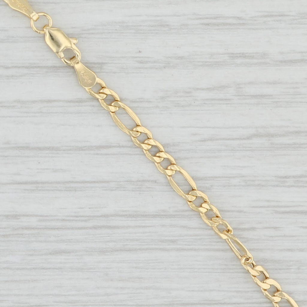 Light Gray New 22" Figaro Chain Necklace 14k Yellow Gold 3.5mm Lobster Clasp