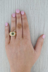 Dark Gray New 1.91ctw Green Sphene Diamond Halo Ring 14k Yellow Gold Size 7.5