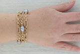 Rosy Brown Cultured Gray Pearl Multichain Bracelet 14k Yellow Gold 7.5"