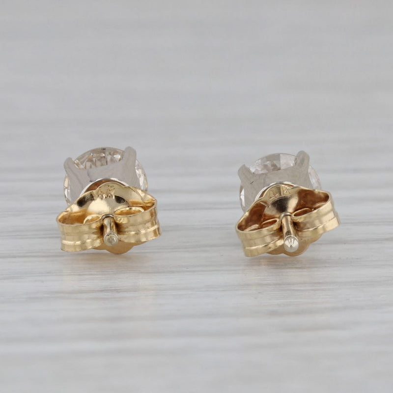1.07ctw Diamond Stud Earrings 14k Yellow Gold Round Solitaire Studs