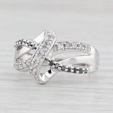 Light Gray 0.16ctw Black & White Diamond Bypass Ring 10k White Gold Size 5.5