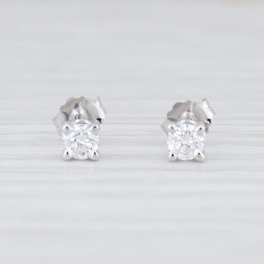 Light Gray New 0.29ctw Diamond Stud Earrings 14k White Gold Round Solitaire Pierced Studs