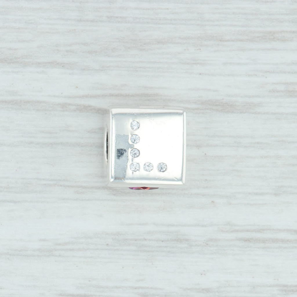 Light Gray New Authentic Pandora Love Dice Charm 797811CZR Sterling Silver Red CZ Bead