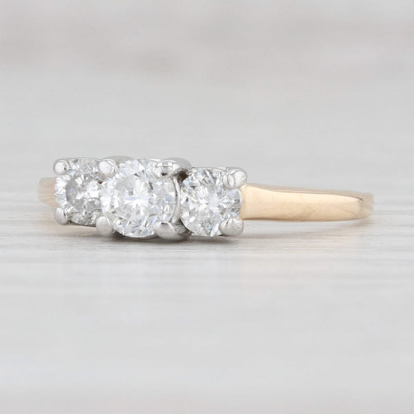Light Gray 0.90ctw 3-Stone Diamond Engagement Ring 14k Yellow Gold Platinum Size 9