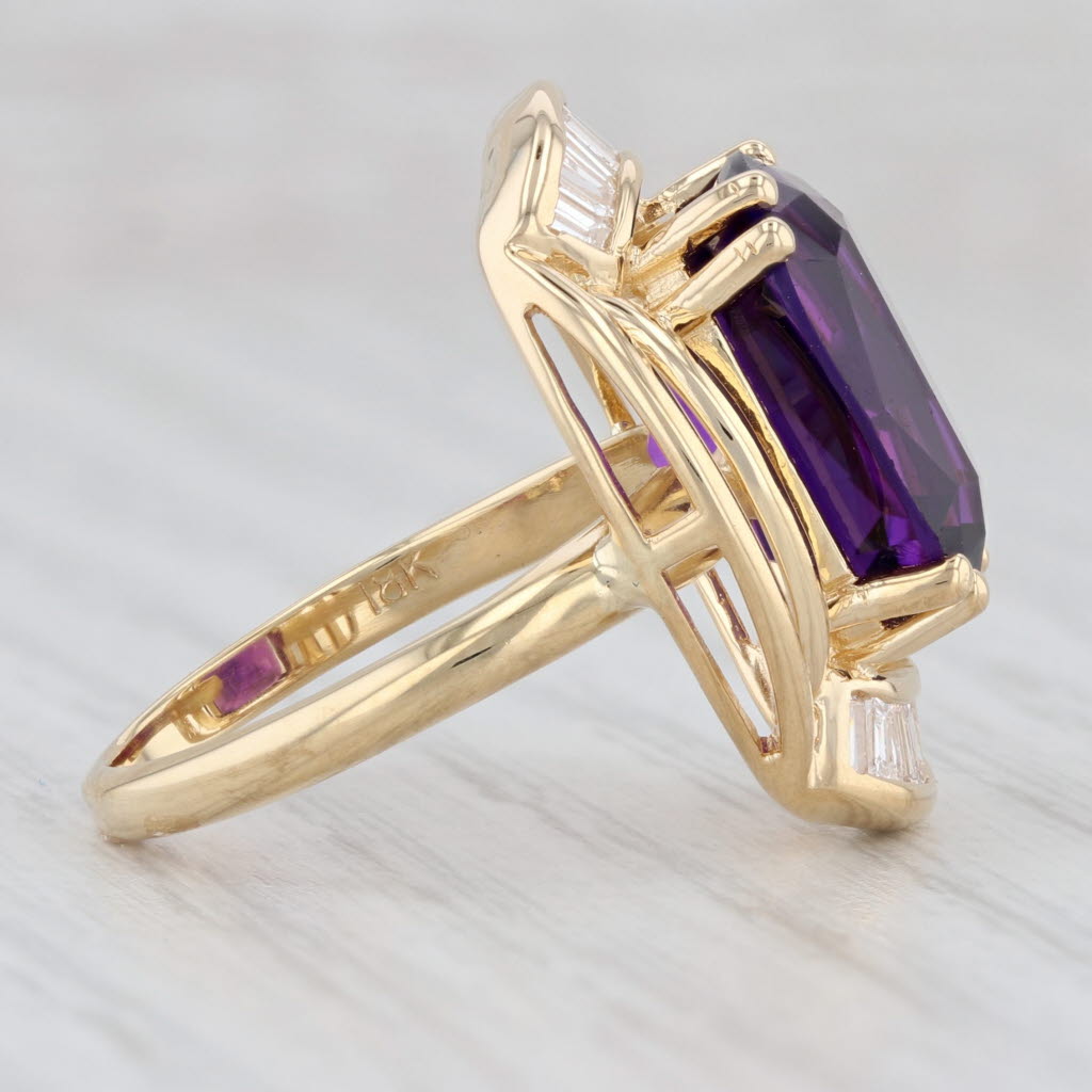 Light Gray 6.48ct Amethyst Diamond Ring 18k Yellow Gold Size 5.25 Cocktail