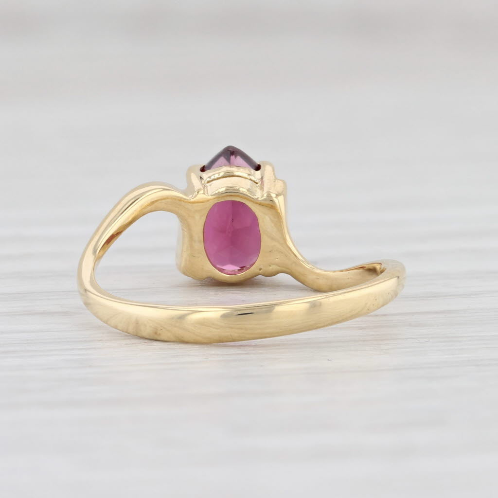 Light Gray 1.60ct Rhodolite Garnet Teardrop Ring 18k Yellow Gold Pear Solitaire Size 6.5