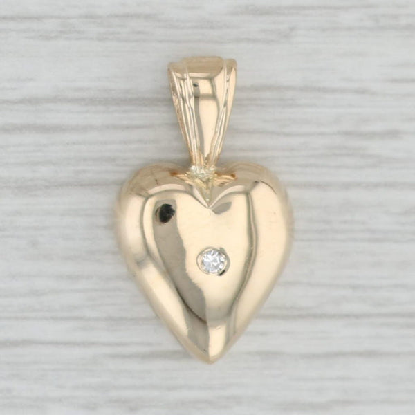 Gray Diamond Solitaire Heart Pendant 14k Yellow Gold April Birthstone