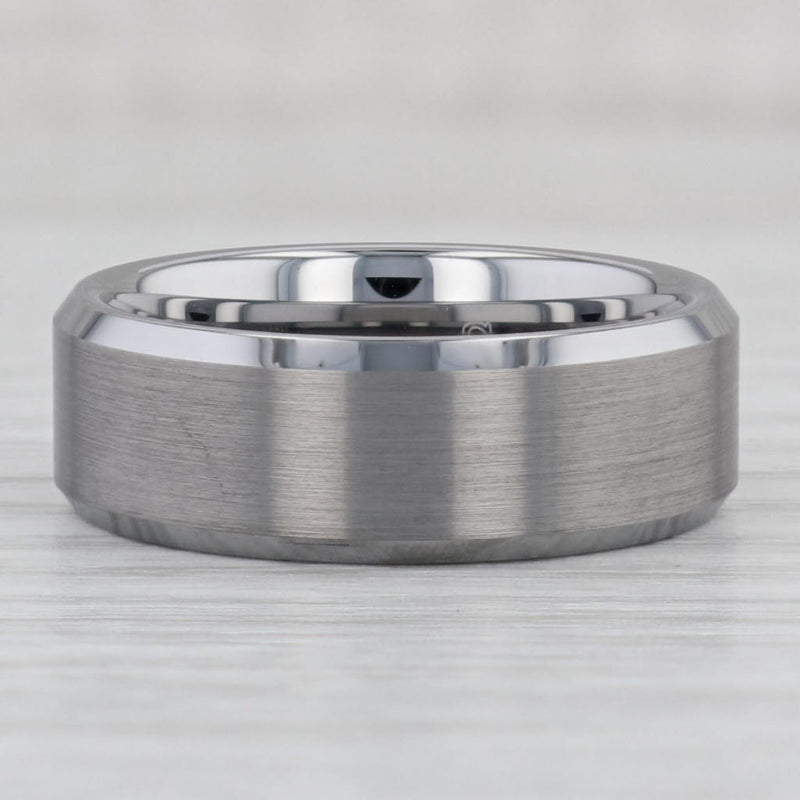 New Men's Brushed Tungsten Ring Beveled Size 10 Comfort Fit Wedding Band