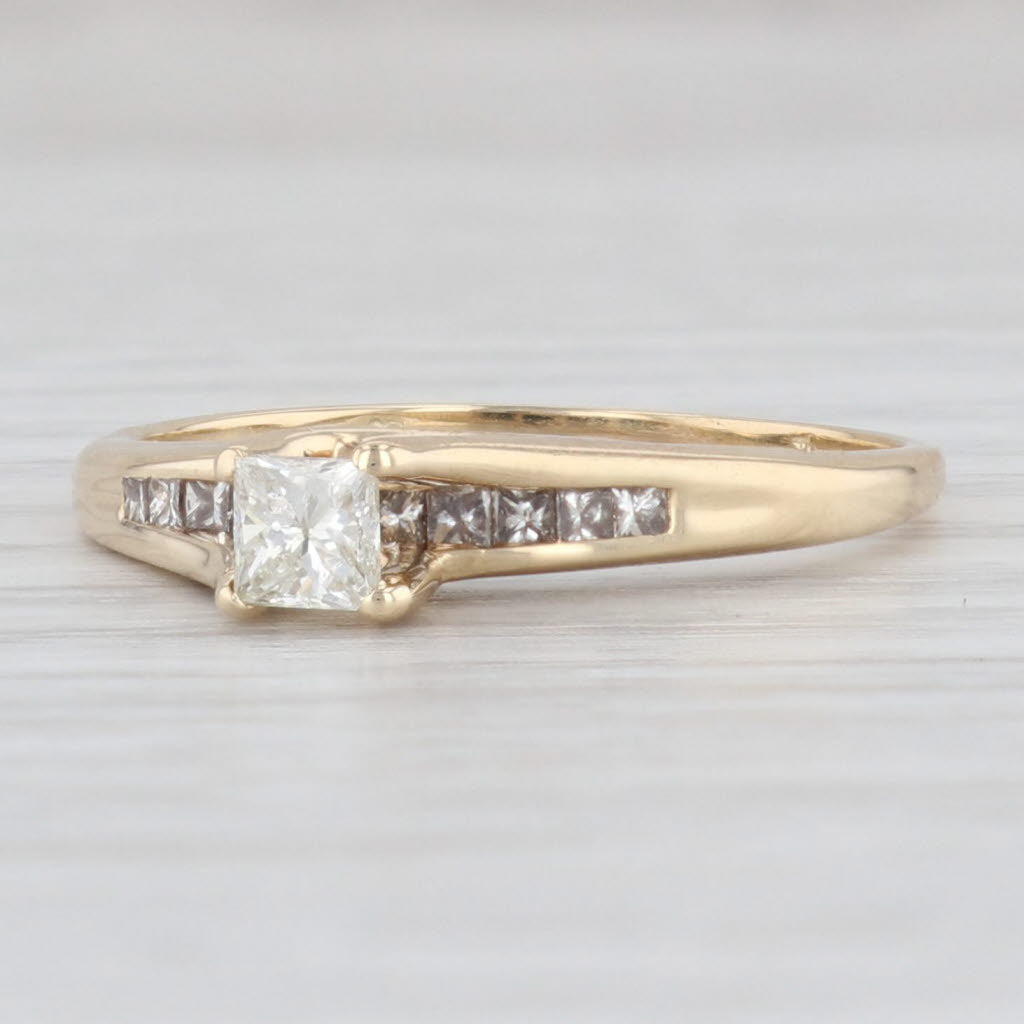 Light Gray 0.50ctw Princess Diamond Engagement Ring 14k Yellow Gold Size 9.75