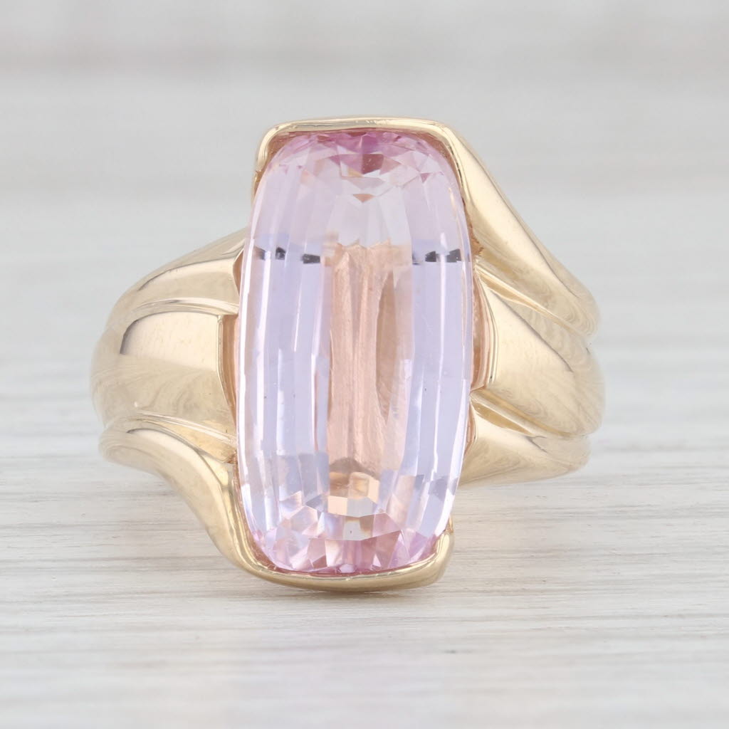 Light Gray Pink Kunzite Solitaire Ring 14k Yellow Gold Size 5.75 Cocktail