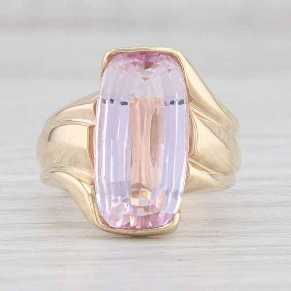 Light Gray Pink Kunzite Solitaire Ring 14k Yellow Gold Size 5.75 Cocktail