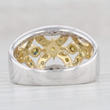 Light Gray 0.39ctw Yellow & White Diamond Flower Ring 18k Gold Size 7.25