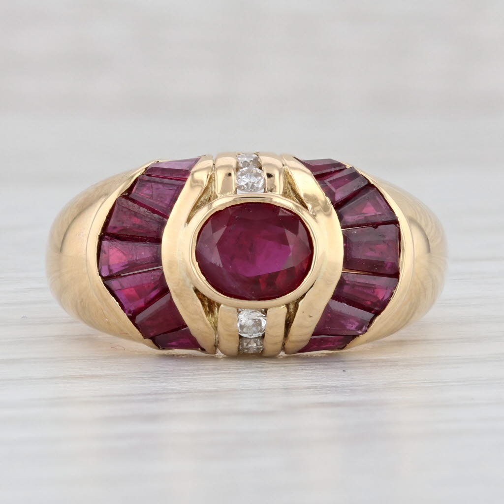 Light Gray 2.58ctw Oval Ruby Diamond Ring 18k Yellow Gold Size 6.75