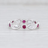 Light Gray New Beverley K Red Ruby White Sapphire Stackable Ring 14k Gold Eternity Band 6.5