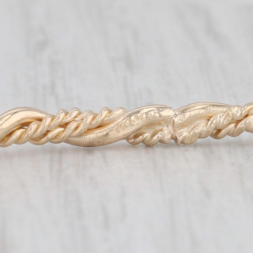 Light Gray Woven Bangle Bracelet 14k Yellow Gold 7.5" 3mm Stackable