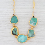 Light Gray New Nina Nguyen Turquoise Statement Necklace Sterling Gold Vermeil 20"