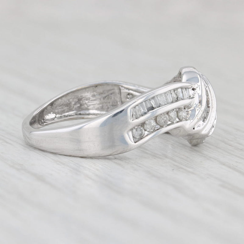 New 0.56ctw Diamond Scalloped Ring 10k White Gold Size 8