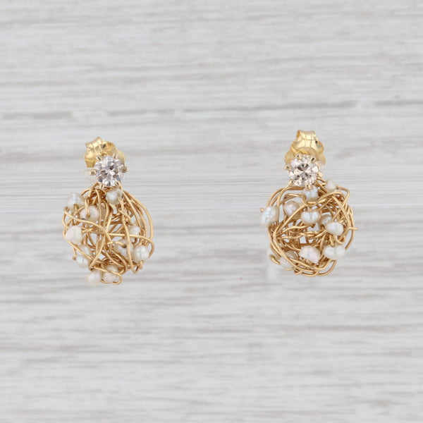 Light Gray Diamond Stud Earrings Pearl Nest Enhancer Charms 10k 18k Yellow Gold Nordstrom