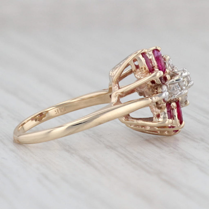 Gray 1ctw Ruby Diamond Cluster Ring 14k Yellow Gold Size 3