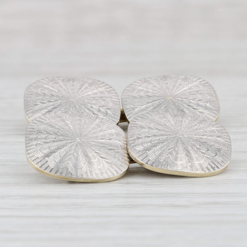Light Gray Antique Rayed Patterned Cufflinks 14k Gold Platinum Suit Accessories
