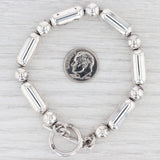 Light Gray New Statement Bead Bracelet Sterling Silver 7.25” 8.1mm