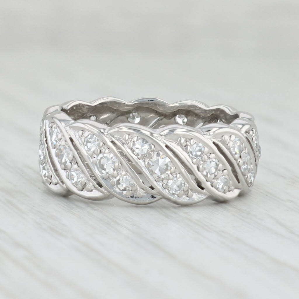 Light Gray Vintage 0.78ctw Diamond Eternity Ring Platinum Palladium Size 6