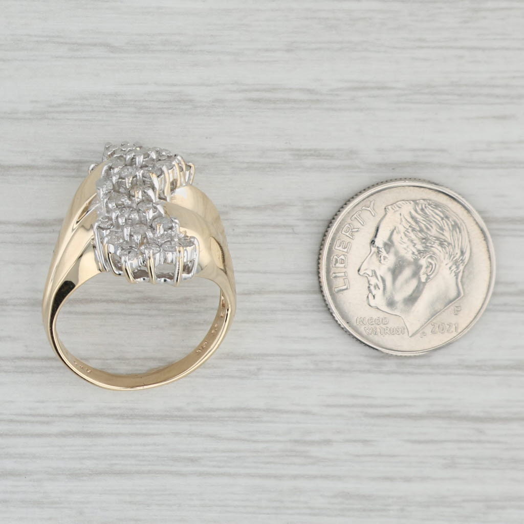 Gray 1ctw Diamond Cluster Journey Ring 10k Yellow Gold Size 6 Cocktail