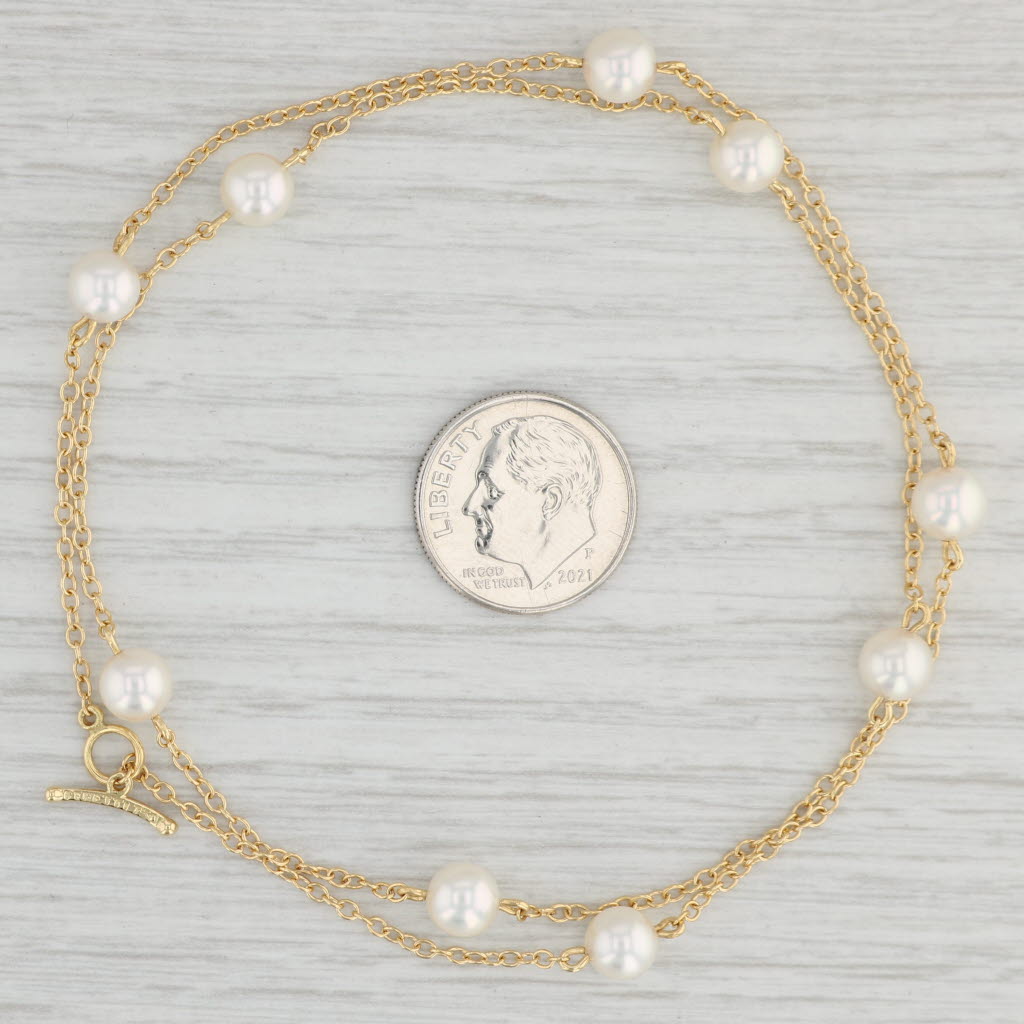 Tiffany & Co Akoya Pearl Station Necklace 18k Yellow Gold 18 Peretti –  Jewelryauthority