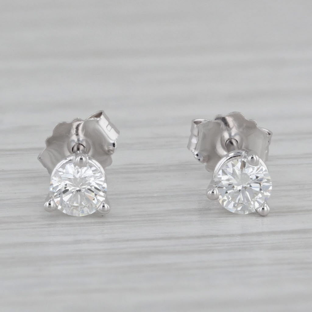 Gray New 0.31ctw Diamond Stud Earrings 14k White Gold Round Solitaire Studs