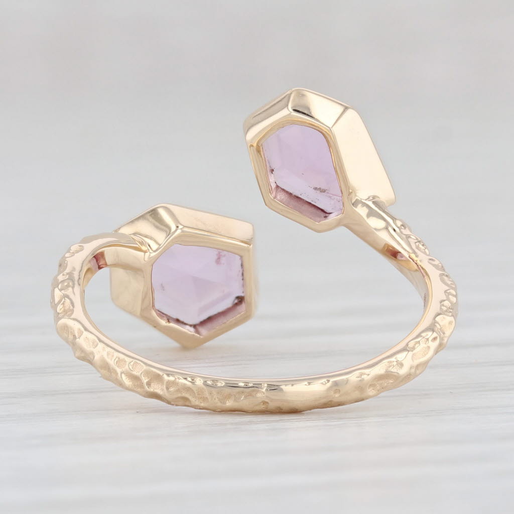 Light Gray New 0.95ctw Pink Sapphire Bypass Ring 14k Yellow Gold Size 6.5 Adjustable