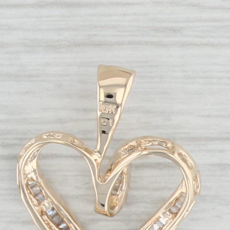 Light Gray 0.23ctw Diamond Open Heart Pendant 10k Yellow Gold Gift Keepsake