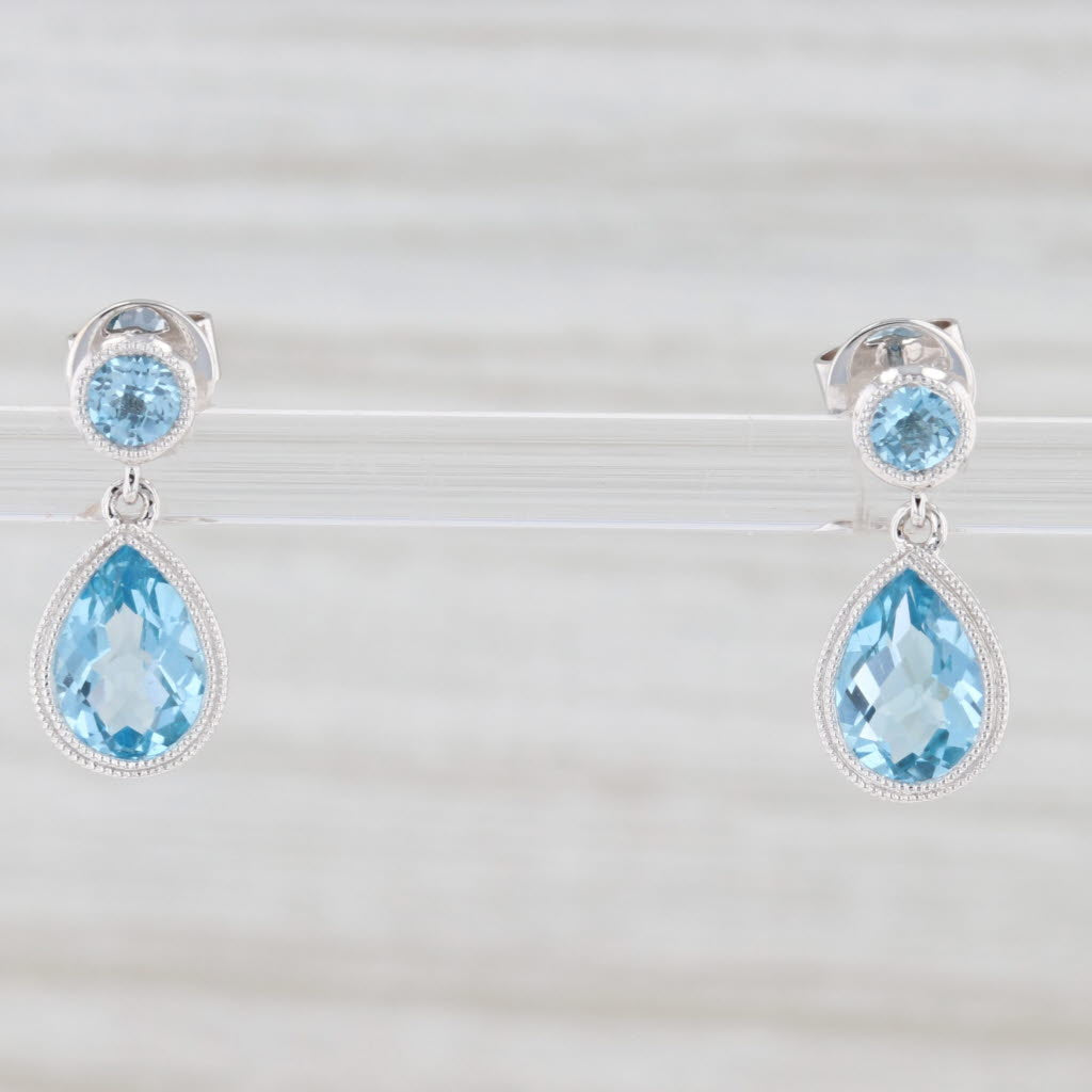 Light Gray New 1.86ctw Blue Topaz Teardrop Earrings 14k White Gold December Birthstone