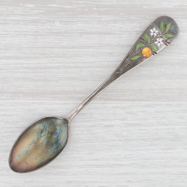 Light Gray Peach Tree Spoon Sterling Silver Engraved "Belle" Vintage Souvenir Keepsake