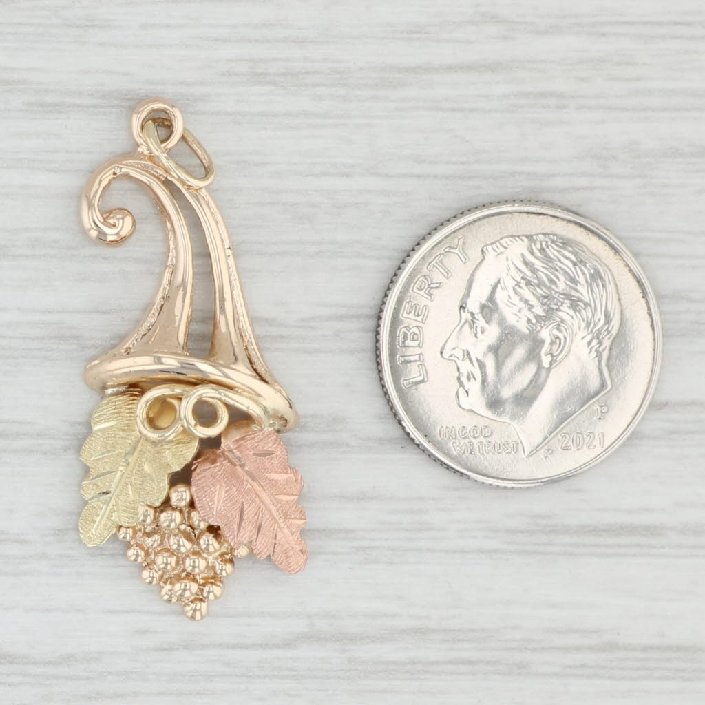 Light Gray Black Hills Gold Leaf Pendant 10k-12k Gold Charm