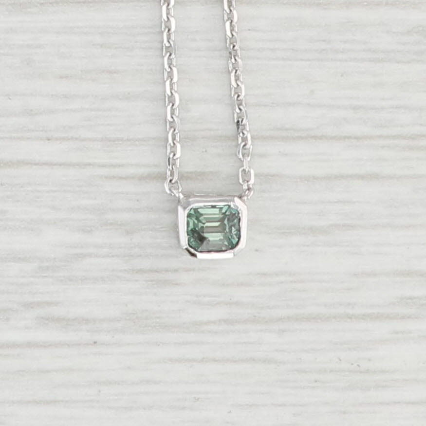 Light Gray New Custom 0.26ct Green Alexandrite Pendant Necklace 14k White Gold 16"