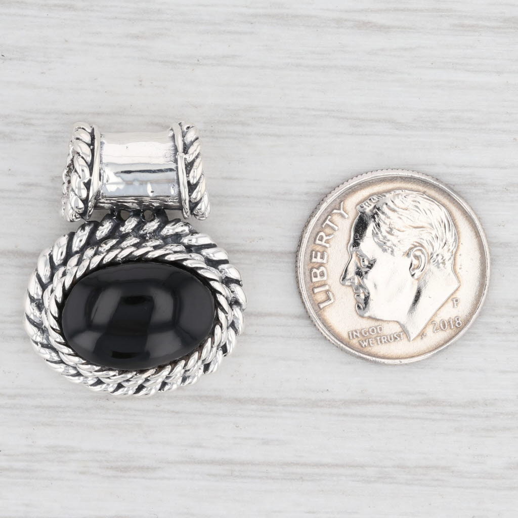 Light Gray New Black Resin Pendant 925 Sterling Silver B12670